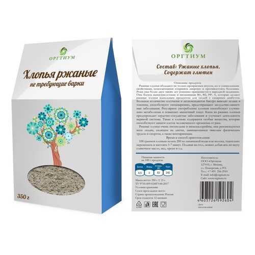 Хлопья Оргтиум ржаные без термической обработки экологические 350 г в Магнит