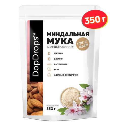 Мука миндальная натуральная DopDrops из миндаля тонкого помола, без глютена, 350г в Магнит