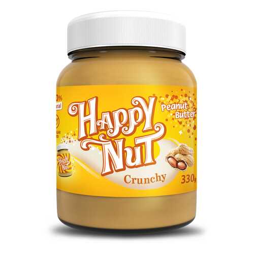 Арахисовая паста Happy Nut Crunchy с кусочками 330 г в Магнит