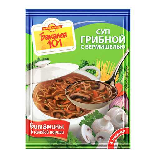 Суп Бакалея 101 Русский Продукт грибной с вермишелью 60 г в Магнит