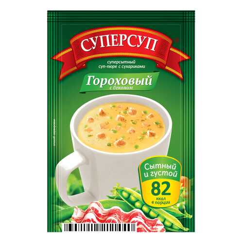 Суперсуп-пюре суперсытный гороховый с беконом и сухариками 23 г в Магнит