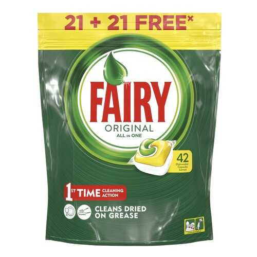 Капсулы для посудомоечной машины Fairy Original All In One Лимон 21+21 (42 штуки) в Магнит