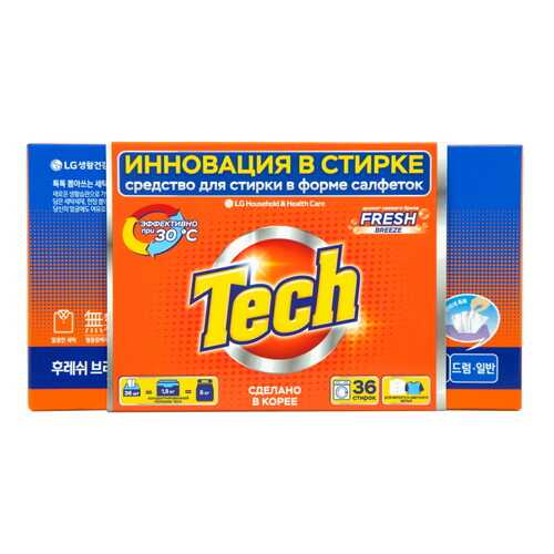 Средство для стирки в листах Tech fresh breeze 36 штук в Магнит