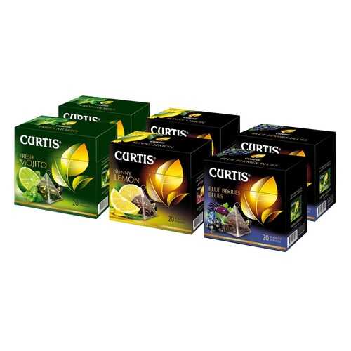 Набор чая Curtis Fresh Mojito, Sunny Lemon, Blue berries blues ассорти 6*20 пирамидок в Магнит