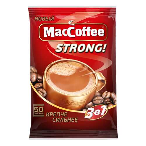 Напиток кофейный растворимый т.з. MacCoffee (3 в 1) Strong, м/уп 16г*50*10 блок в Магнит