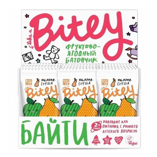 Батончик Фруктово-ягодный Bitey Яблоко-Груша 30 штук 25гр в Магнит