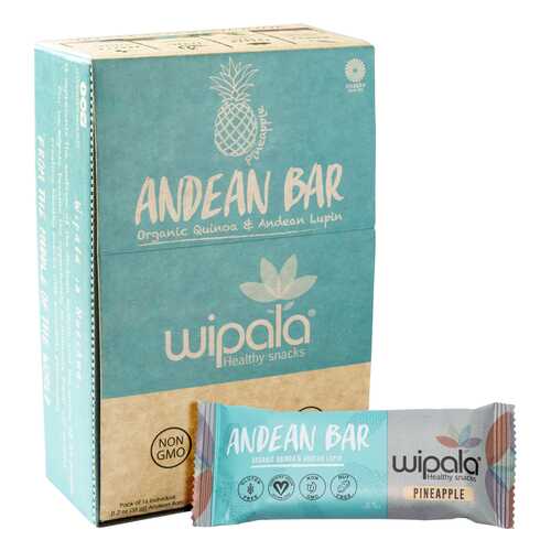 Злаково-фруктовые батончики Wipala Snacks ананас-киноа 16 шт по 35 г в Магнит