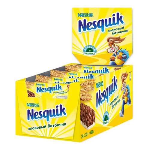 Злаковый батончик Nesquik с шоколадом 24 штуки по 25 г в Магнит