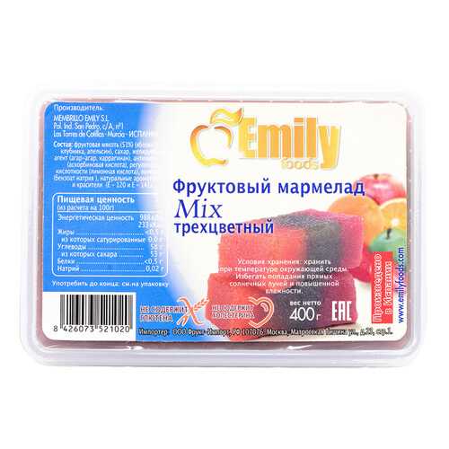 Мармелад Emily foods mix фруктовый трехцветный 400 г в Магнит