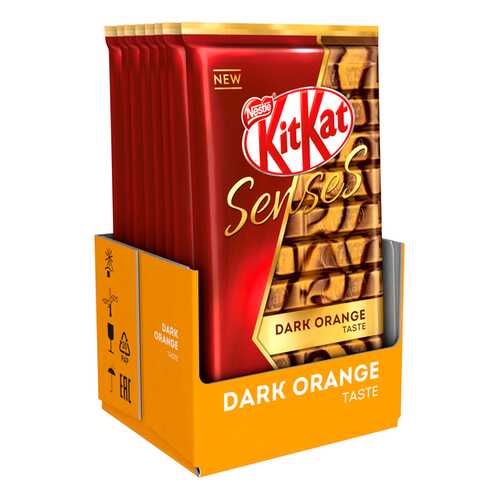 Молочный шоколад и тёмный шоколад KITKAT SENSES DARK ORANGE TASTE, с вафлей 8 шт по 112 гр в Магнит