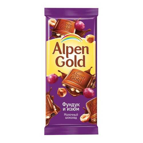 Шоколад ALPEN GOLD молочный фунд/изюм 90г*5 шт в Магнит