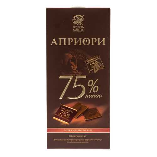 Шоколад горький Верность качеству априори 75% какао 100 г в Магнит