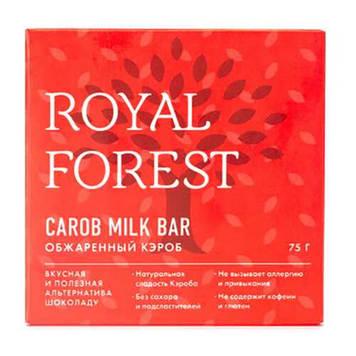 Шоколад Обжаренный кэроб Carob milk bar Royal Forest 75 г в Магнит