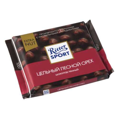 Шоколад тёмный Ritter Sport extra nut цельный лесной орех 100 г в Магнит