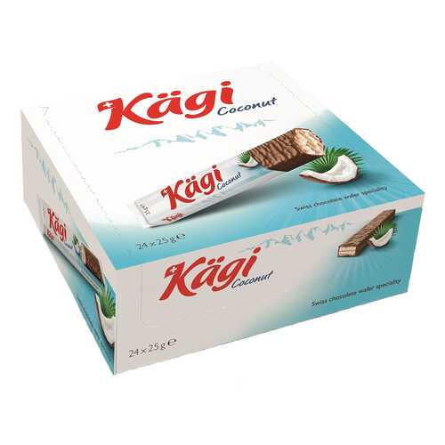 Вафли Kaegi Coconut с кокосовым крем в молочном шоколаде 24*25 г в Магнит